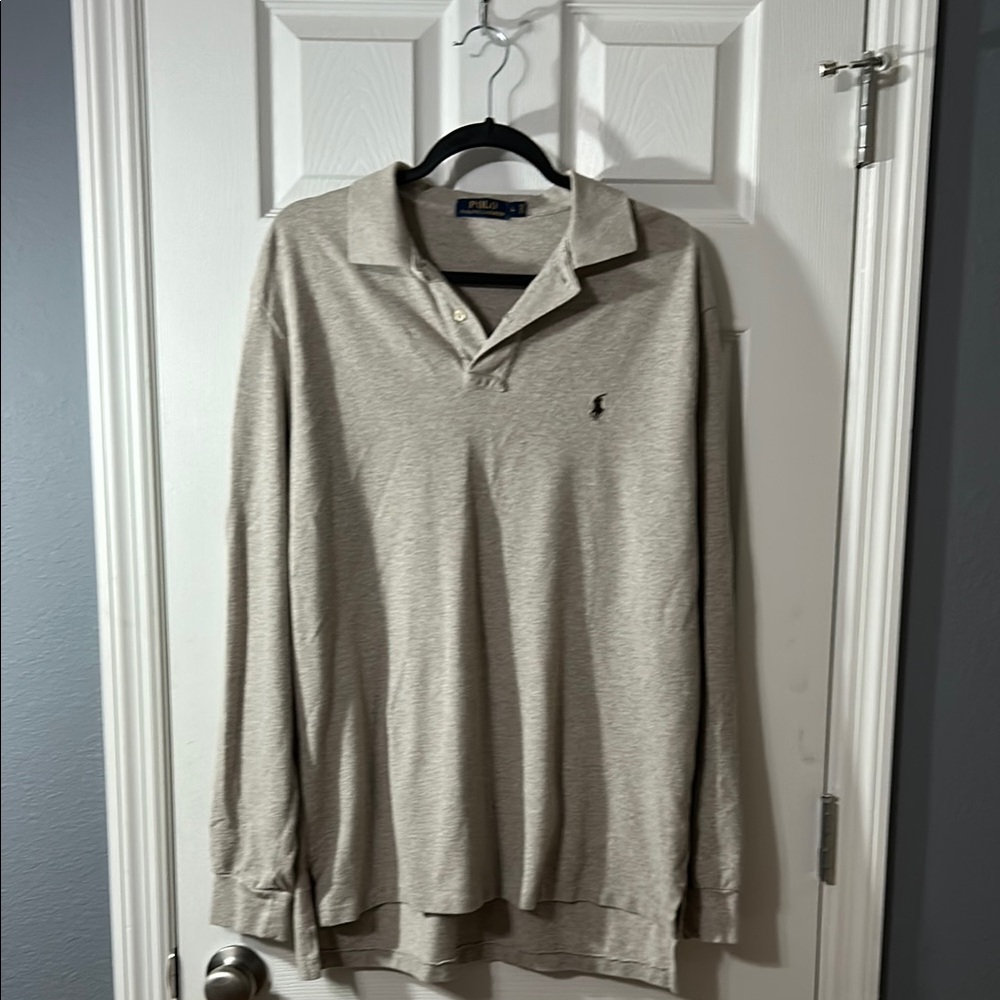 Polo by Ralph Lauren Men's Tan Long Sleeve Polo Size Large